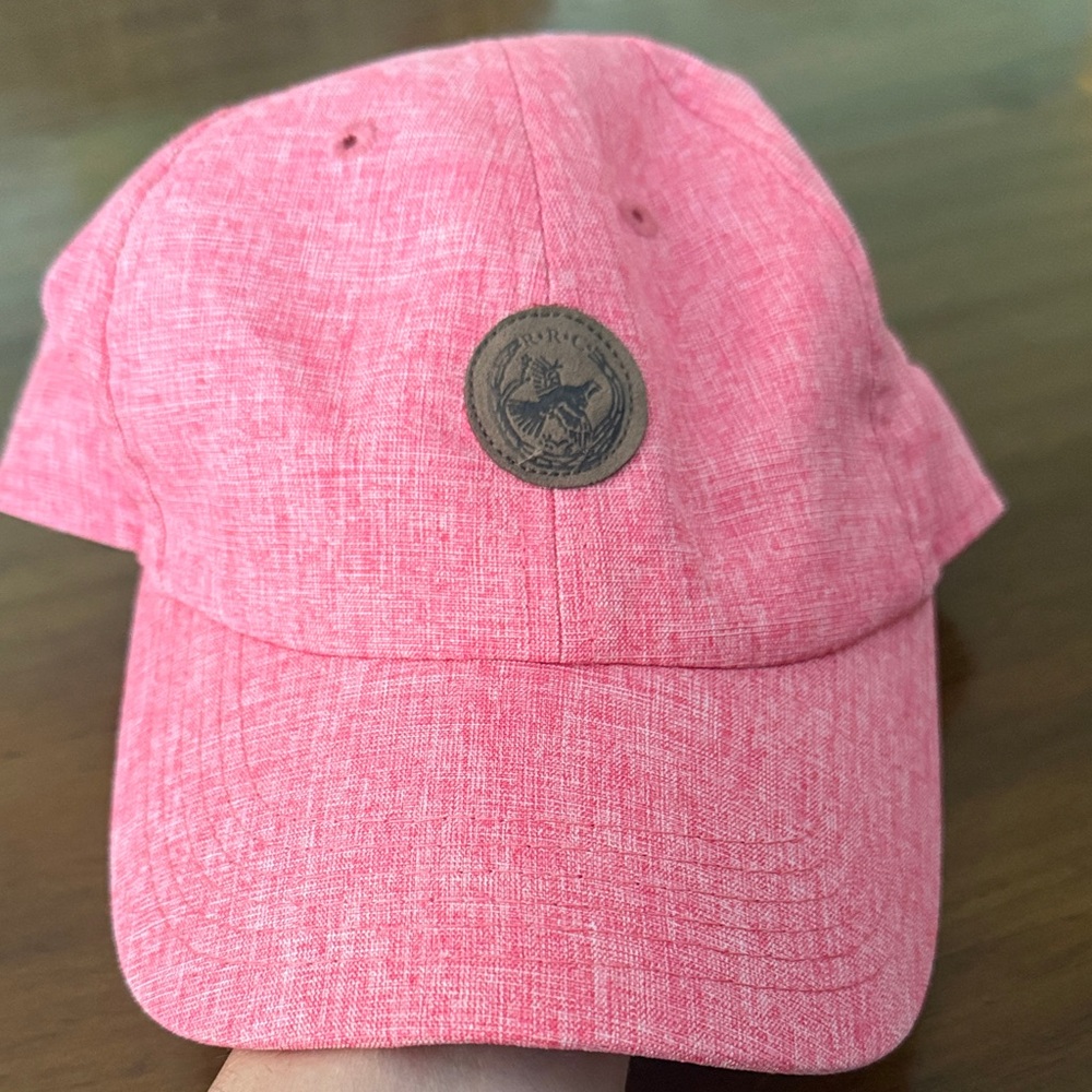 Salmon Pink Textured Baseball Cap with Country Club Leather Patch